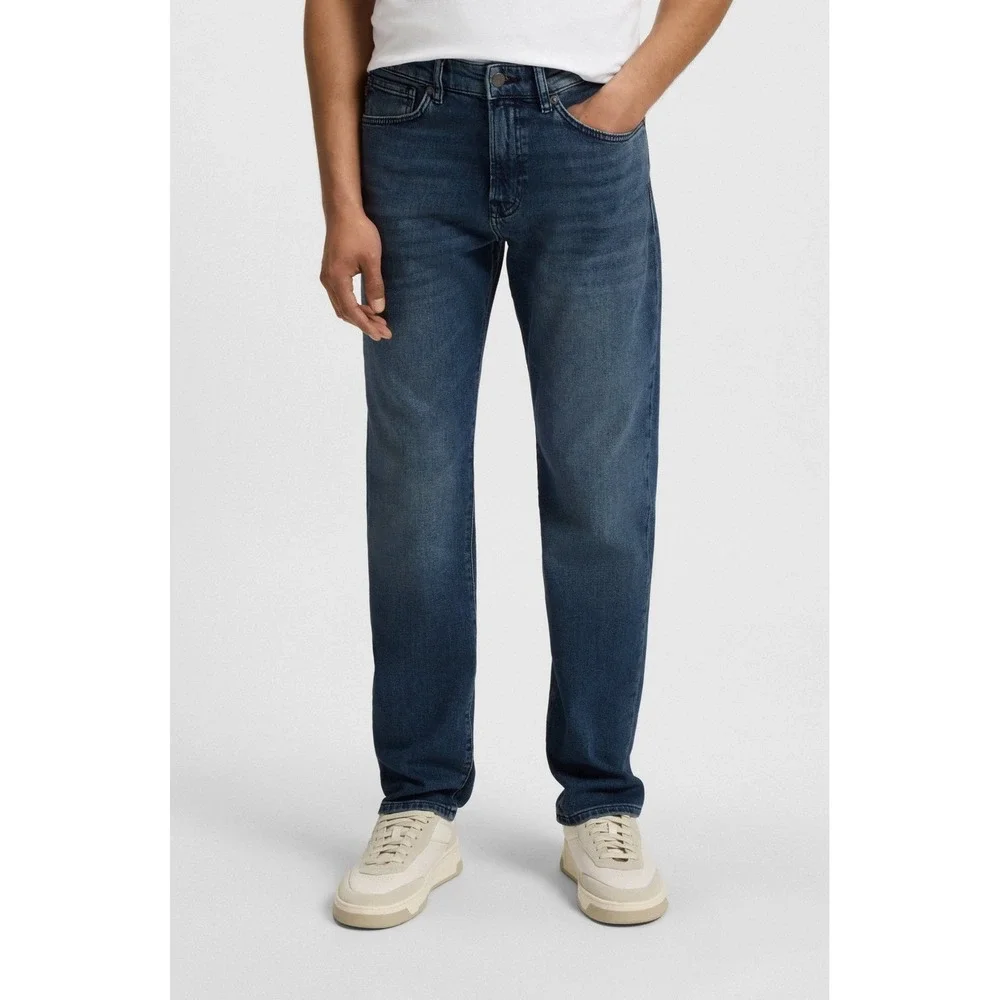 Hugo Boss Regular-fit jeans in mid-blue comfort-stretch denim, Size 32 x 32
